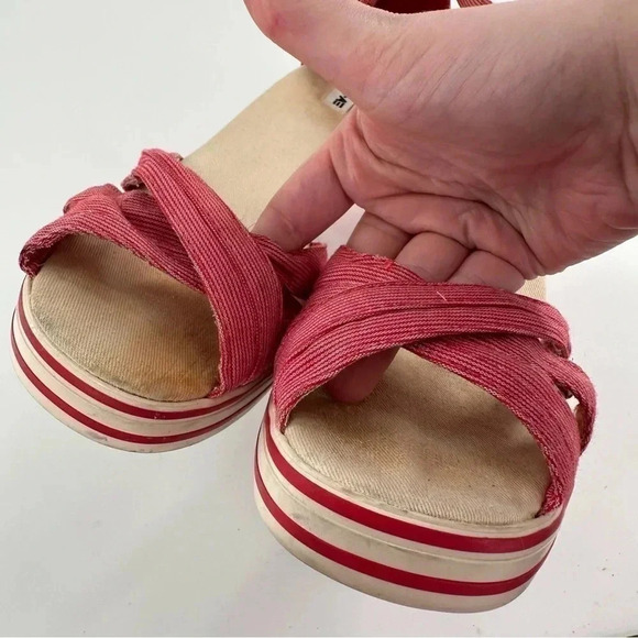 American Eagle womens sandals size 11 red canvas vintage 90s Y2k patriotic - Picture 12 of 15